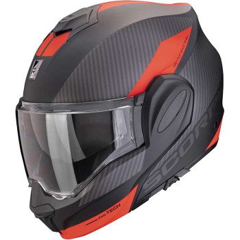 Casque moto modulable Scorpion EXO-TECH EVO TEAM NOIR MAT / ARGENT / ROUGE