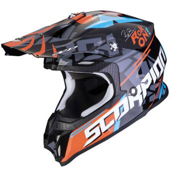 Casque cross Scorpion VX-16 EVO AIR ROK BAGOROS Noir / Orange