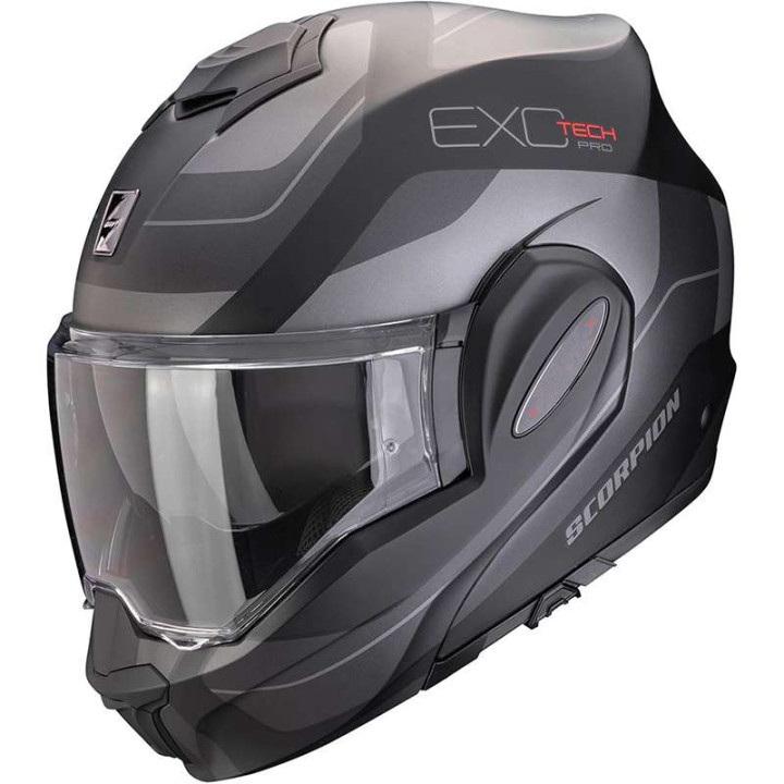 Casque moto modulable Scorpion EXO-TECH EVO PRO COMMUTA NOIR MAT/ARGENT