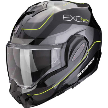 Casque moto modulable Scorpion EXO-TECH EVO PRO COMMUTA NOIR/ARGENT/JAUNE