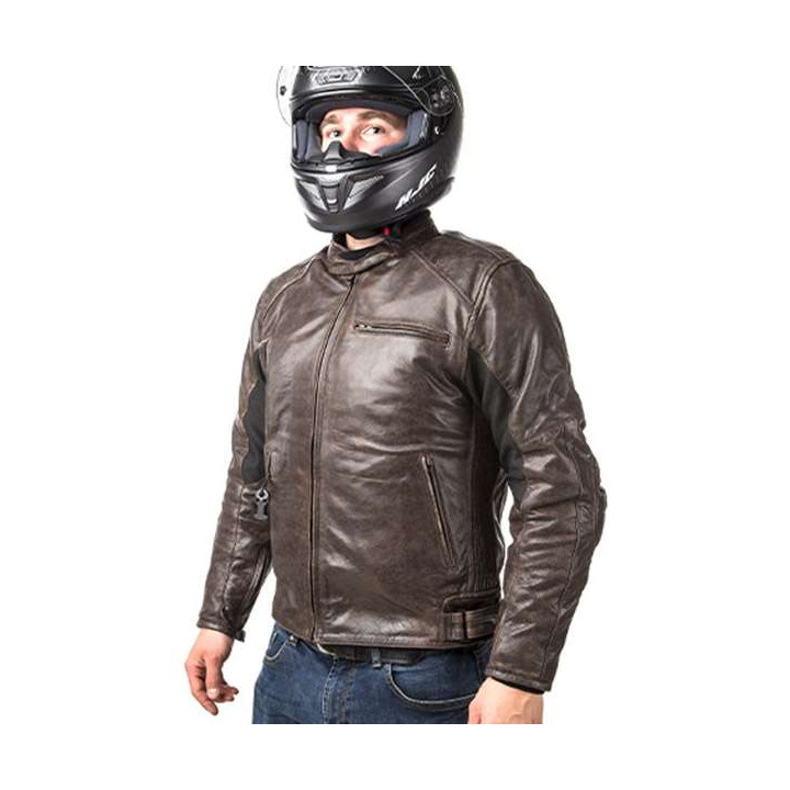 HELITE ROADSTER 2 Airbag leather jacket Brown