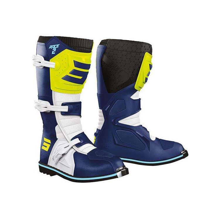 Bottes moto cross Enfant Shot RACE 2 KID BLUE NEON YELLOW