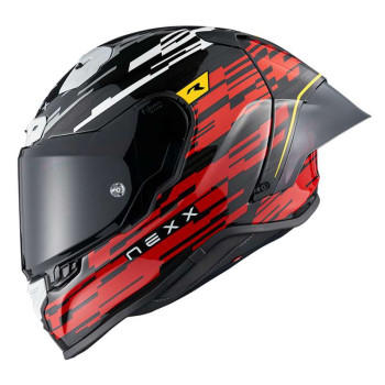 Casque moto Nexx X.R3R GLITCH RACER Rouge / Blanc