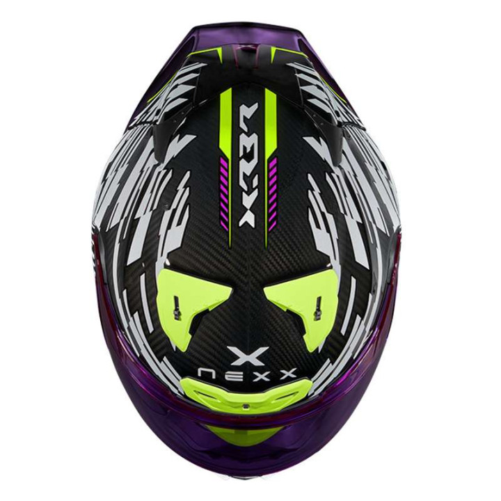 Casque moto Nexx X.R3R GLITCH RACER Blanc / Néon