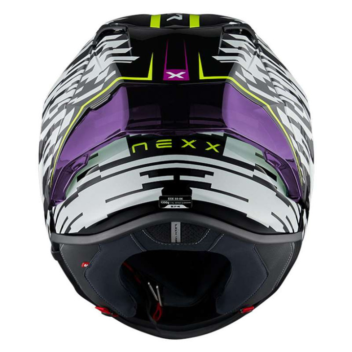 Casque moto Nexx X.R3R GLITCH RACER Blanc / Néon