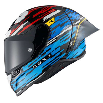 Casque moto Nexx X.R3R GLITCH RACER Bleu / Rouge