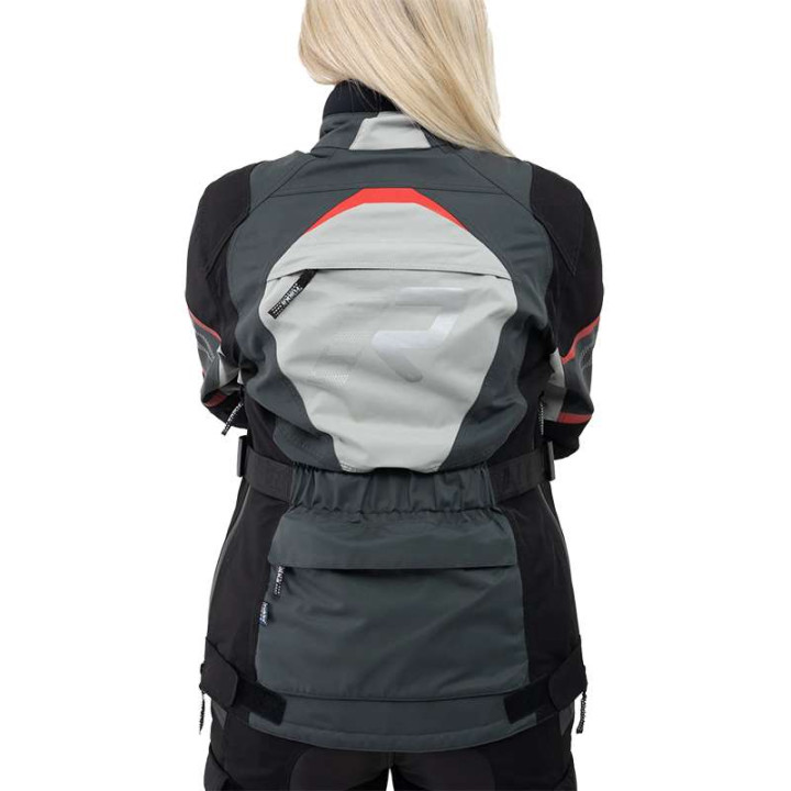 Veste moto femme Rukka RIMORINA GRIS/ROUGE