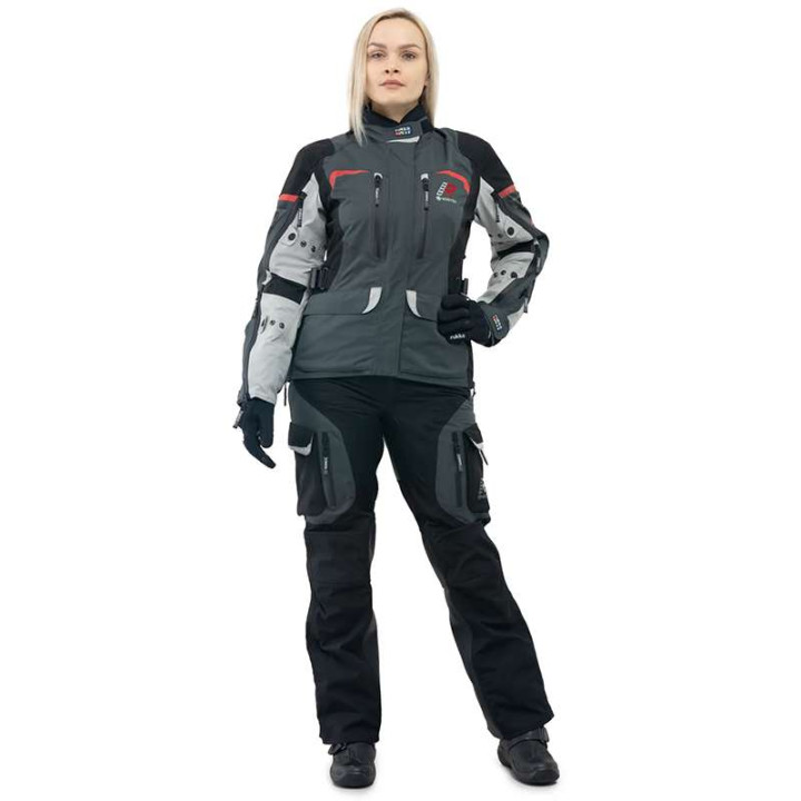 Veste moto femme Rukka RIMORINA GRIS/ROUGE