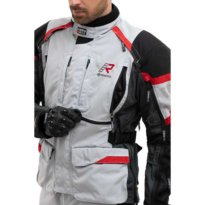 Veste moto Rukka MADAGASCA-R GRIS/NOIR/ROUGE