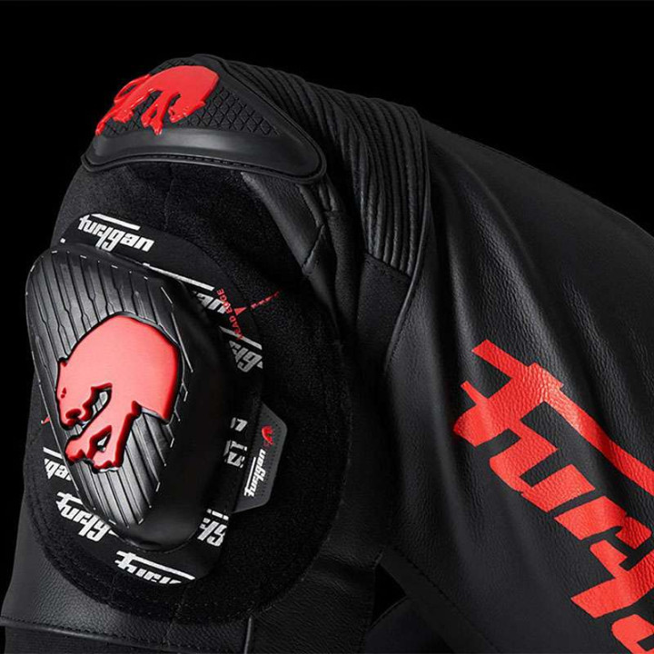 Pantalon moto cuir Furygan DRACK Noir/Rouge