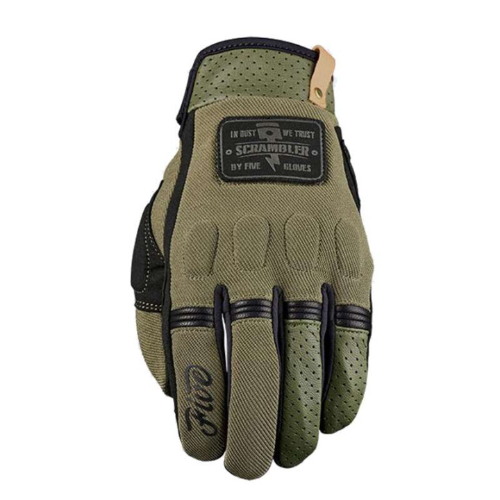 Gants moto été Five SCRAMBLER Kaki/Noir