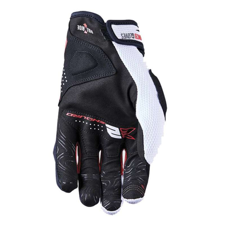 Gants moto cross Five E2 Blanc/Noir/Rouge