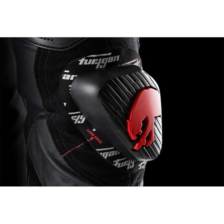 Pantalon moto cuir Furygan DRACK Noir/Rouge/Rouge