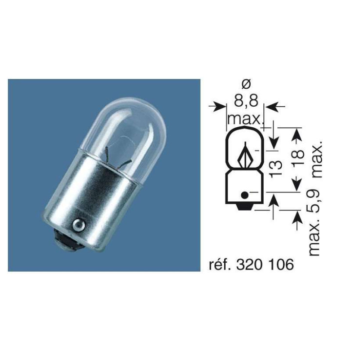 Ampoule témoin OSRAM 12V-2W BA9S
