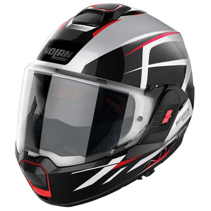 Modular motorcycle helmet Nolan N120-1 NIGHTLIFE N-COM Black/White/Red