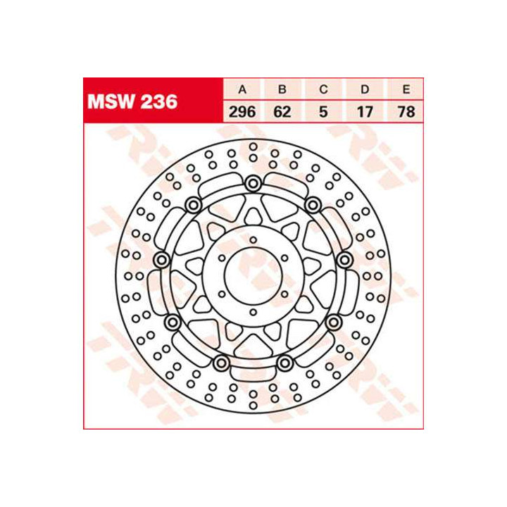 TRW MSW236 front brake disc Honda CBR600F / GL1800 / VFR800 / XL1000 Varadero