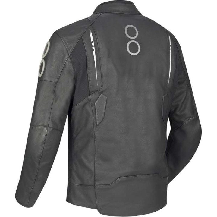 Bering RADIAL BLACK/WHITE leather motorcycle jacket