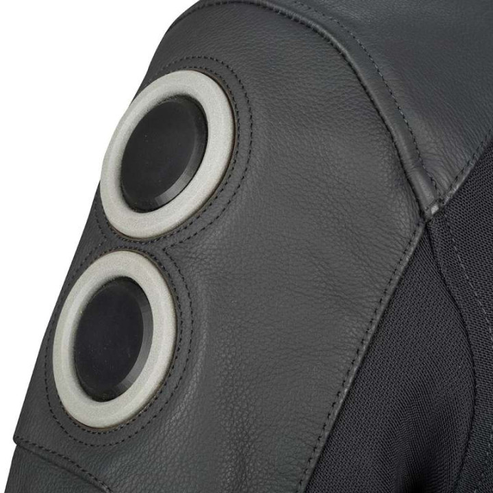 Bering RADIAL BLACK/WHITE leather motorcycle jacket