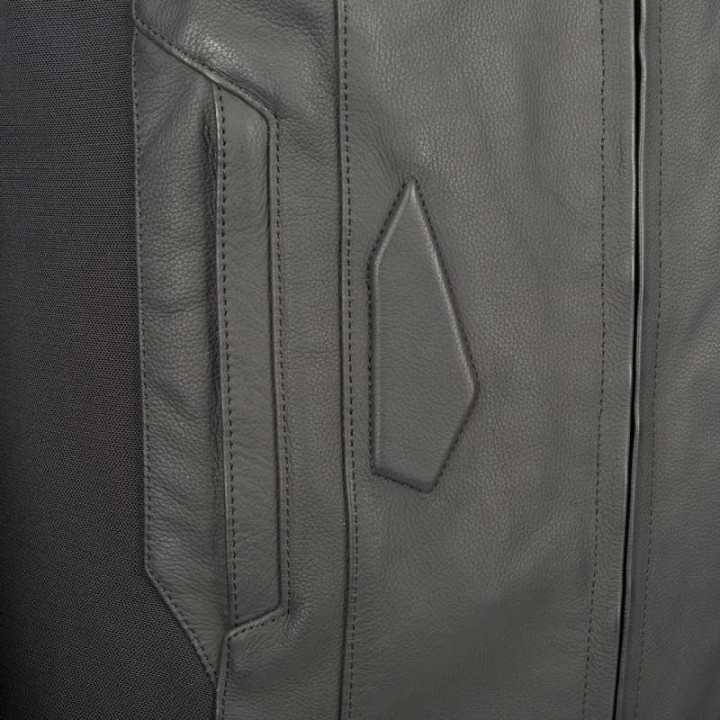 Bering RADIAL BLACK/WHITE leather motorcycle jacket