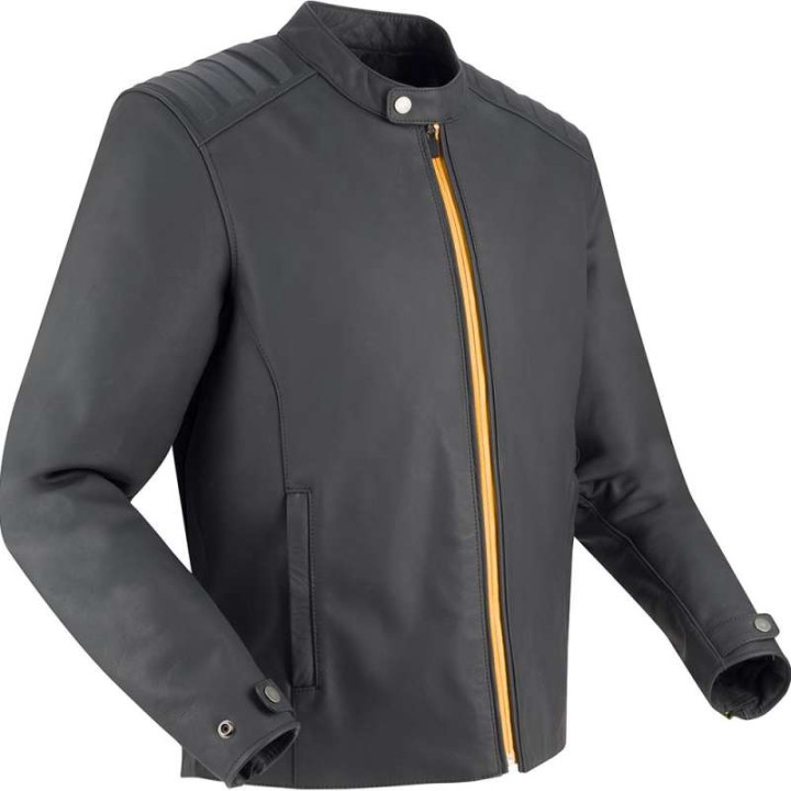 Blouson moto cuir Segura PHIL NOIR/JAUNE