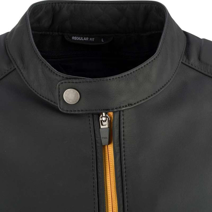 Blouson moto cuir Segura PHIL NOIR/JAUNE