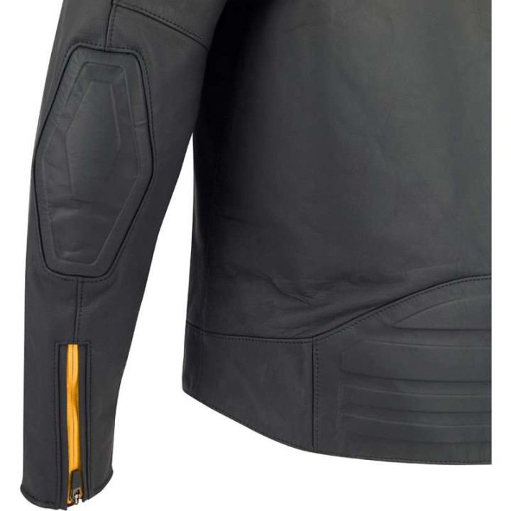 Blouson moto cuir Segura PHIL NOIR/JAUNE