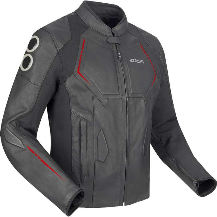 Bering RADIAL BLACK/RED leather motorcycle jacket