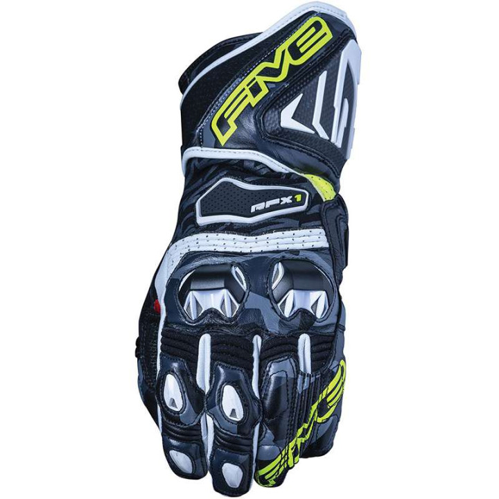 Gants moto racing Five RFX1 REPLICA Camo jaune fluo Gants moto racing Five RFX1 REPLICA Camo jaune fluo
