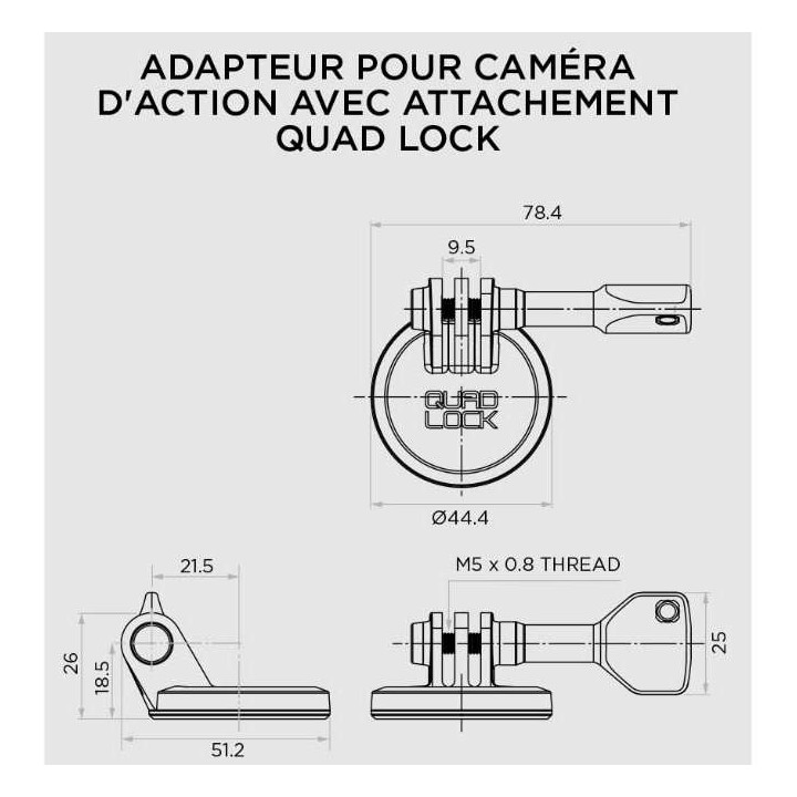 Adaptateur pour caméra d'action Quad Lock