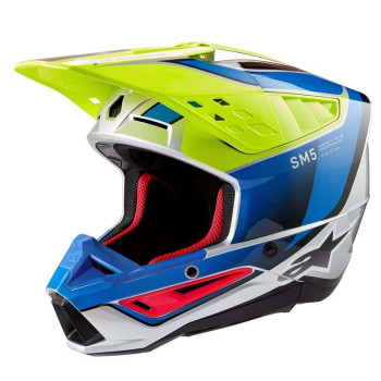 Casque moto cross Alpinestars S-M5 SAIL Yellow Fluo/Blue