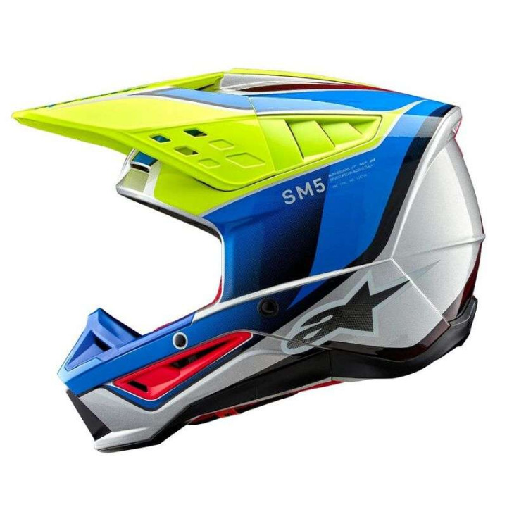 Casque moto cross Alpinestars S-M5 SAIL Yellow Fluo/Blue