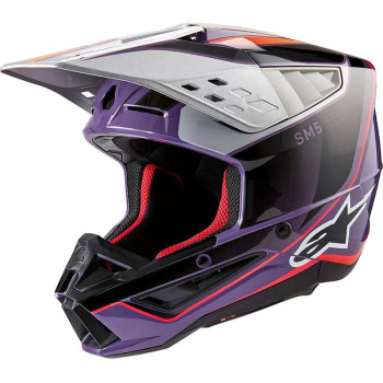 Casque moto cross Alpinestars S-M5 SAIL Violet/Black/Silver