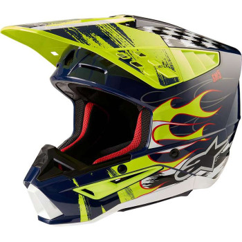 Casque moto cross Alpinestars S-M5 RASH Night Navy/Yellow Fluo
