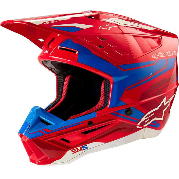 Casque moto cross Alpinestars S-M5 ACTION 2 Red/Blue