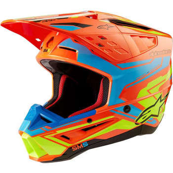 Casque moto cross Alpinestars S-M5 ACTION 2 Orange/Blue/Yellow