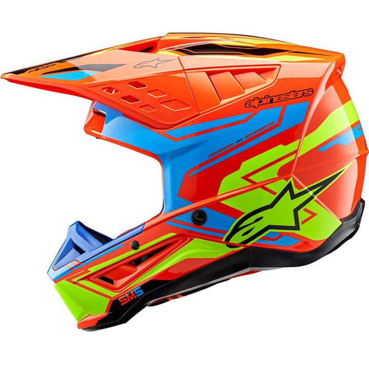Casque moto cross Alpinestars S-M5 ACTION 2 Orange/Blue/Yellow