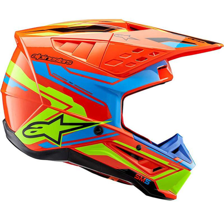 Casque moto cross Alpinestars S-M5 ACTION 2 Orange/Blue/Yellow