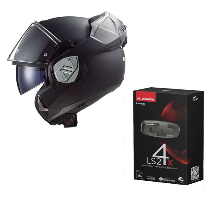 Casque moto LS2 FF906 ADVANT SOLID MATT BLACK 22.06 + Intercom LS2 Cardo 4X