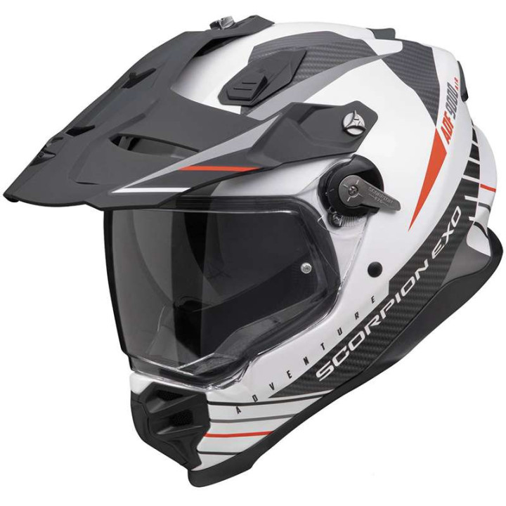 Scorpion ADF-9000 AIR FEAT motorcycle helmet WHITE/BLACK/RED
