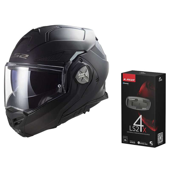 LS2 FF901 ADVANT X SOLID Motorcycle Helmet Matt Black 22.06 + LS2 Cardo 4X Intercom