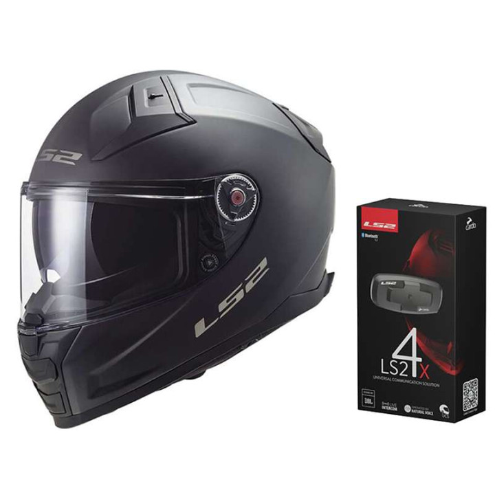 Casque moto LS2 FF811 VECTOR II Noir mat 22.06 + Intercom LS2 Cardo 4X