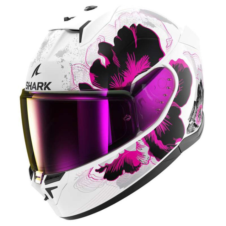 Casque moto Shark D-SKWAL 3 MAYFER Blanc/Violet Casque moto Shark D-SKWAL 3 MAYFER Blanc/Violet