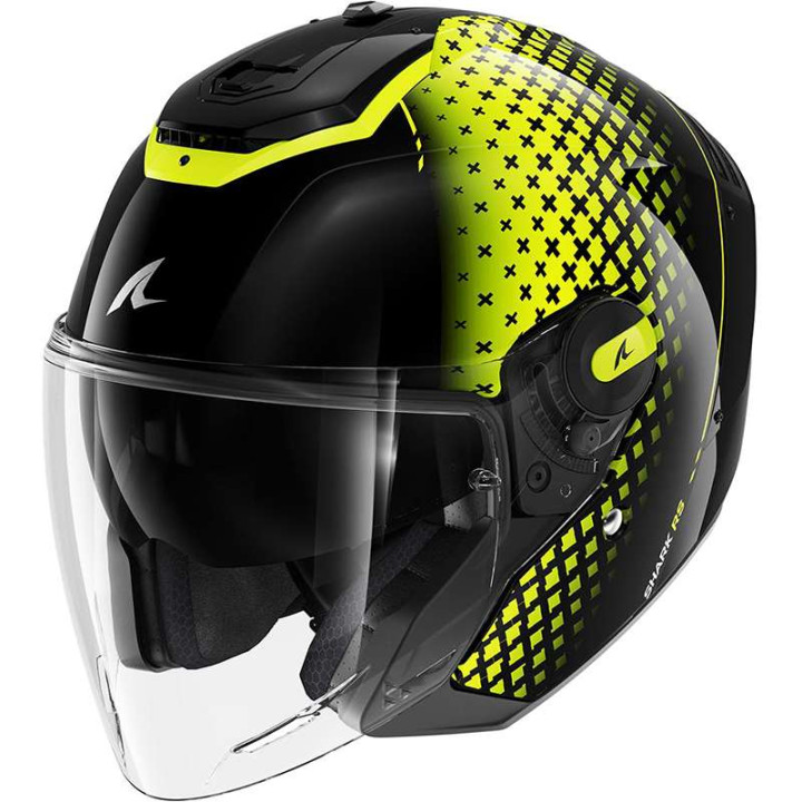 Casque moto Shark RS JET STRIDE NOIR/JAUNE Casque moto Shark RS JET STRIDE NOIR/JAUNE