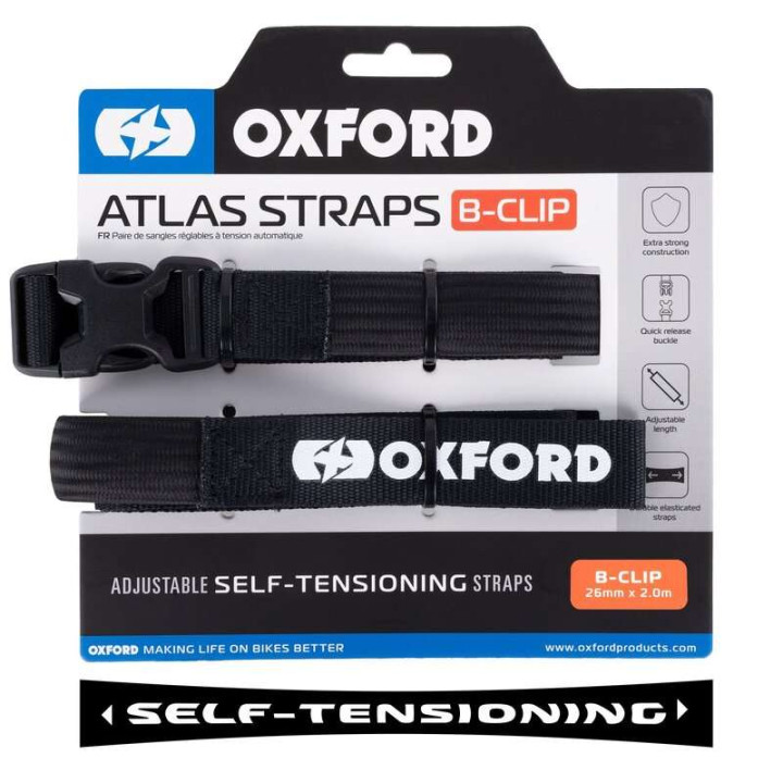Sangles B Clip (x2) Oxford Atlas 2m x 26mm Noir