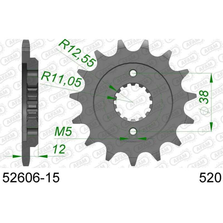 Pignon AFAM 15 dents pas 520 type 52606 Ducati 750
