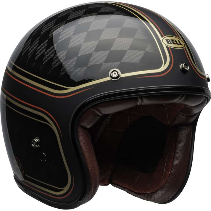 Casque moto Bell CUSTOM 500 Carbon RSD Checkmate Matte Gloss Black/Gold