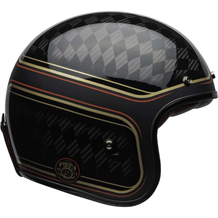 Casque moto Bell CUSTOM 500 Carbon RSD Checkmate Matte Gloss Black/Gold