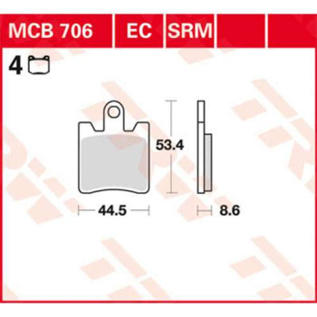 Plaquettes de frein sinter TRW MCB706SV