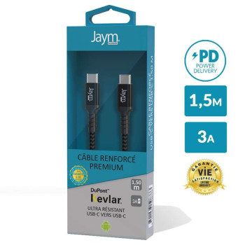 Câble ultra renforcé JAYM USB-C vers USB-C 1,5m