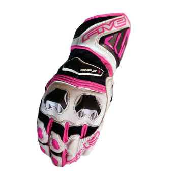 Gants moto racing Five RFX1 WOMAN Blanc/Rose taille L